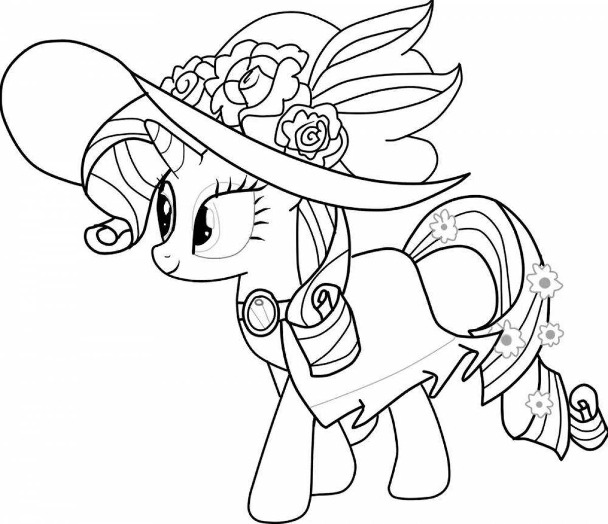 Coloring page of a pony with magic print