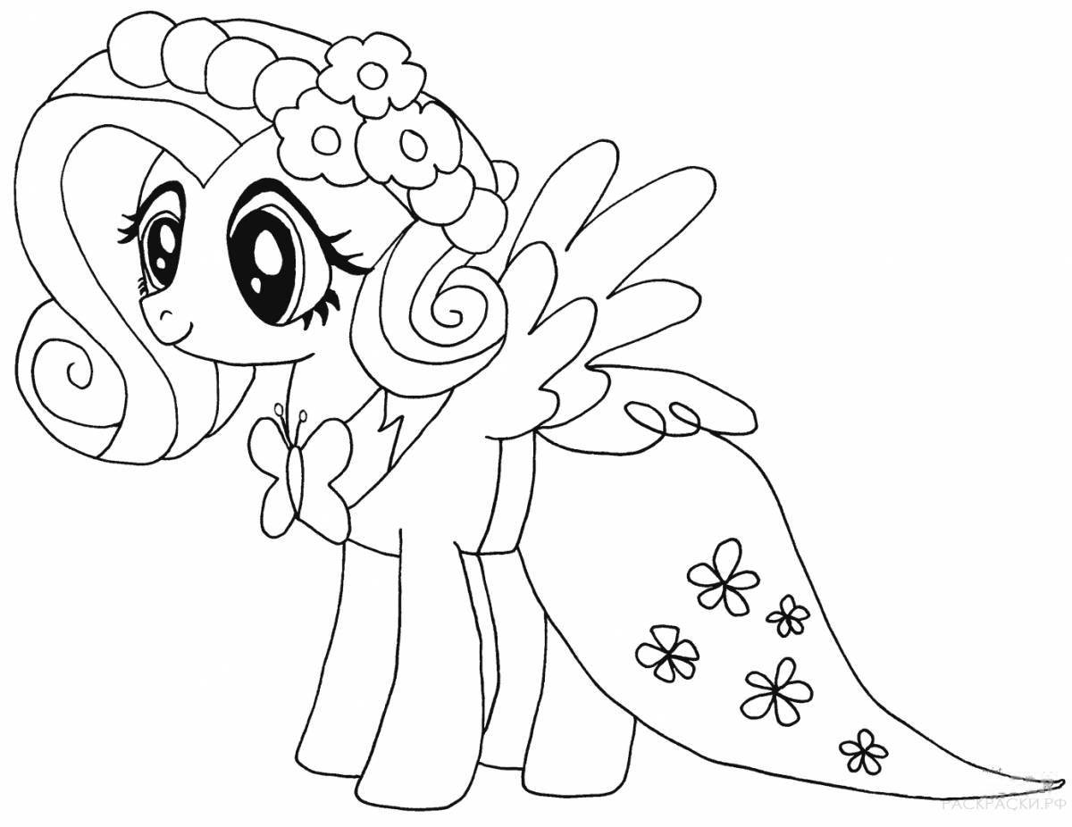 Coloring page of pony with great print