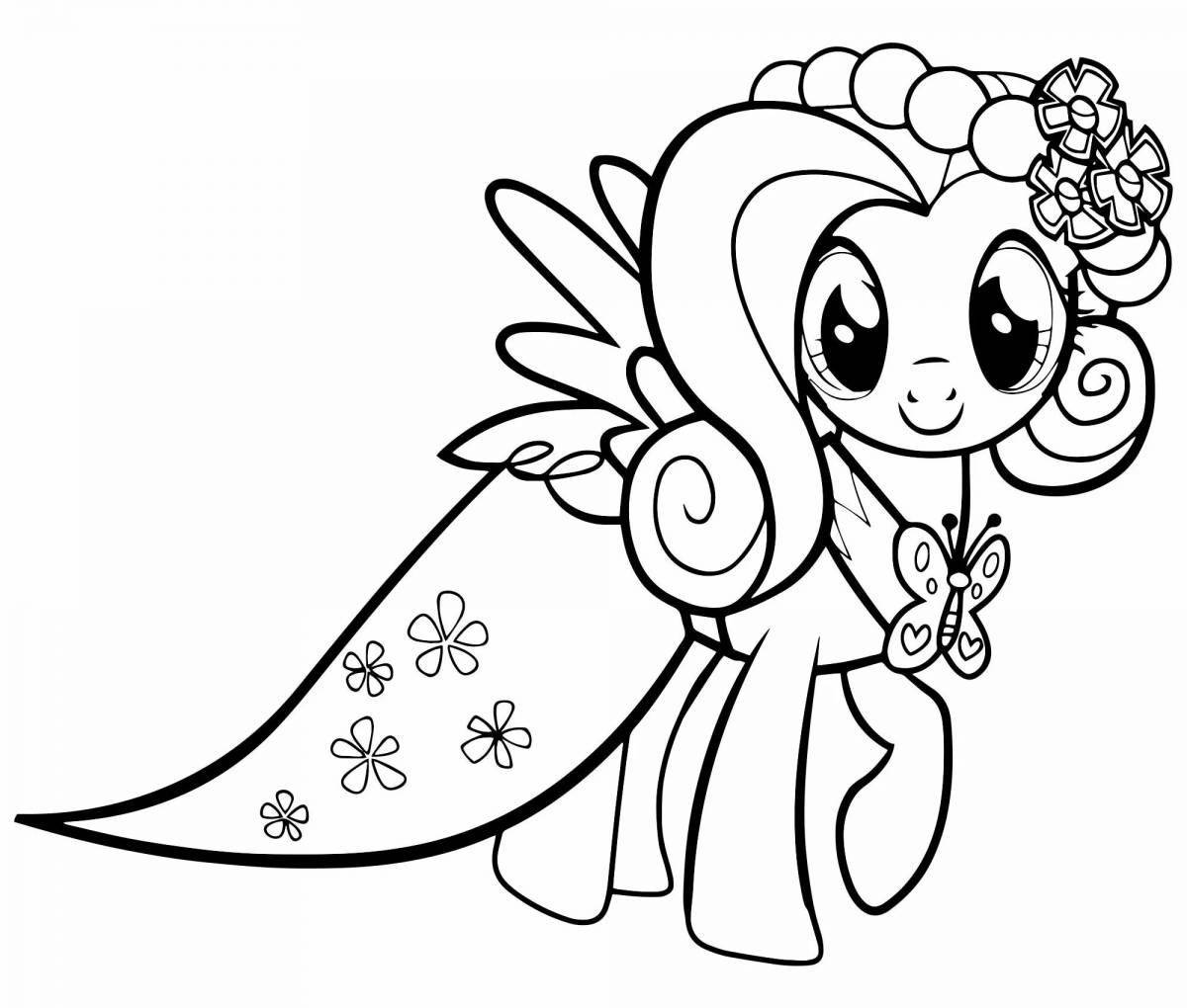 Glitter pony coloring page
