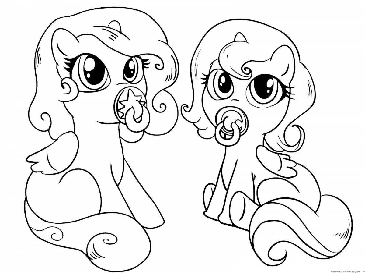 Glittering print pony coloring page