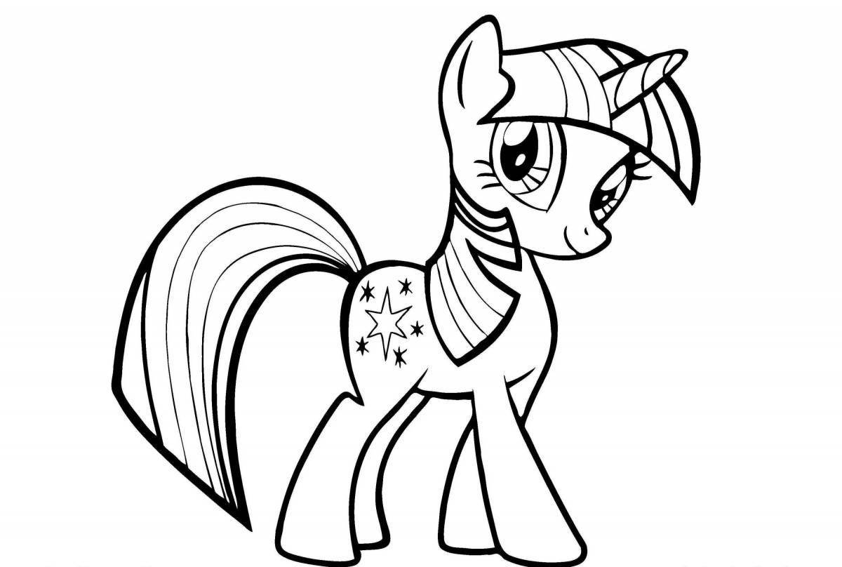 Coloring page for a beautifully printed pony