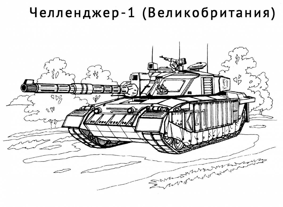 Colorful abrams tank coloring book