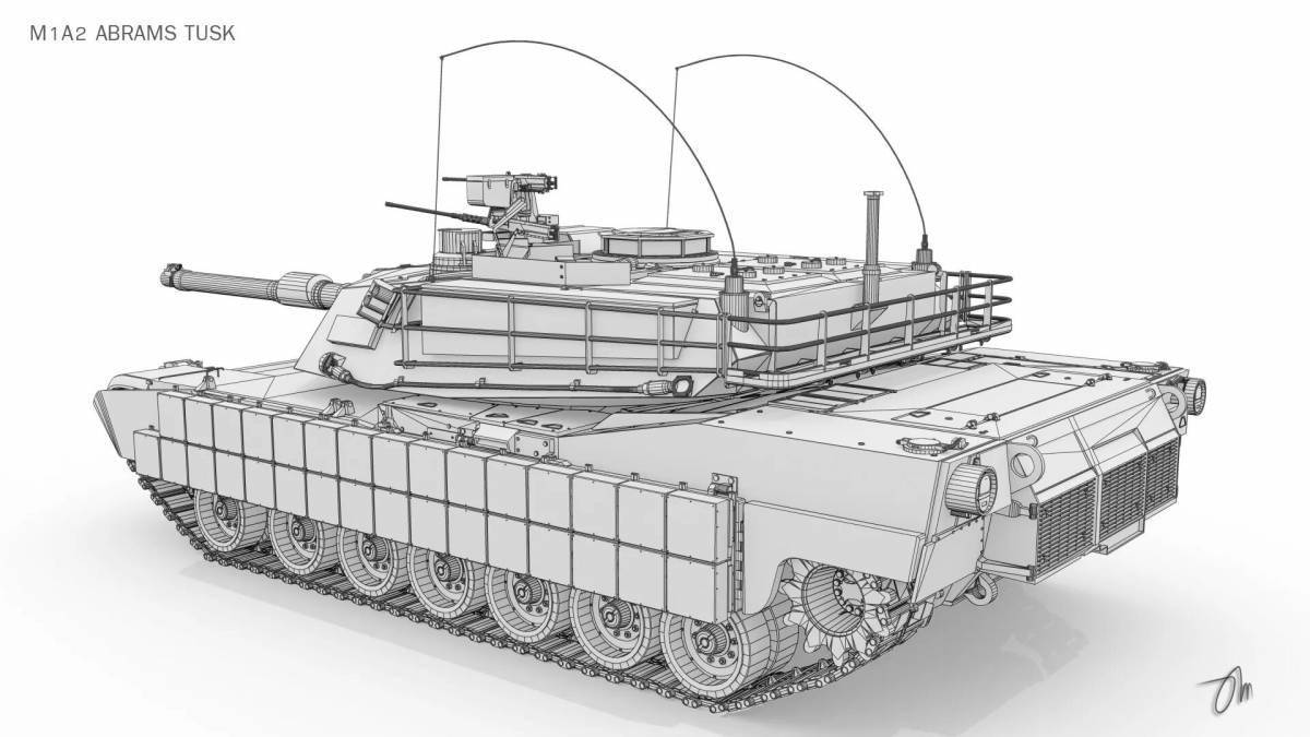 Раскраска «динамический танк абрамс»