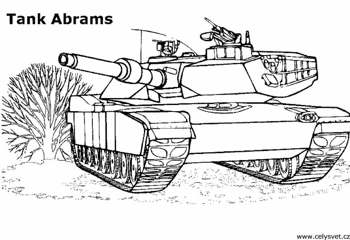 Игривая страница раскраски танка abrams