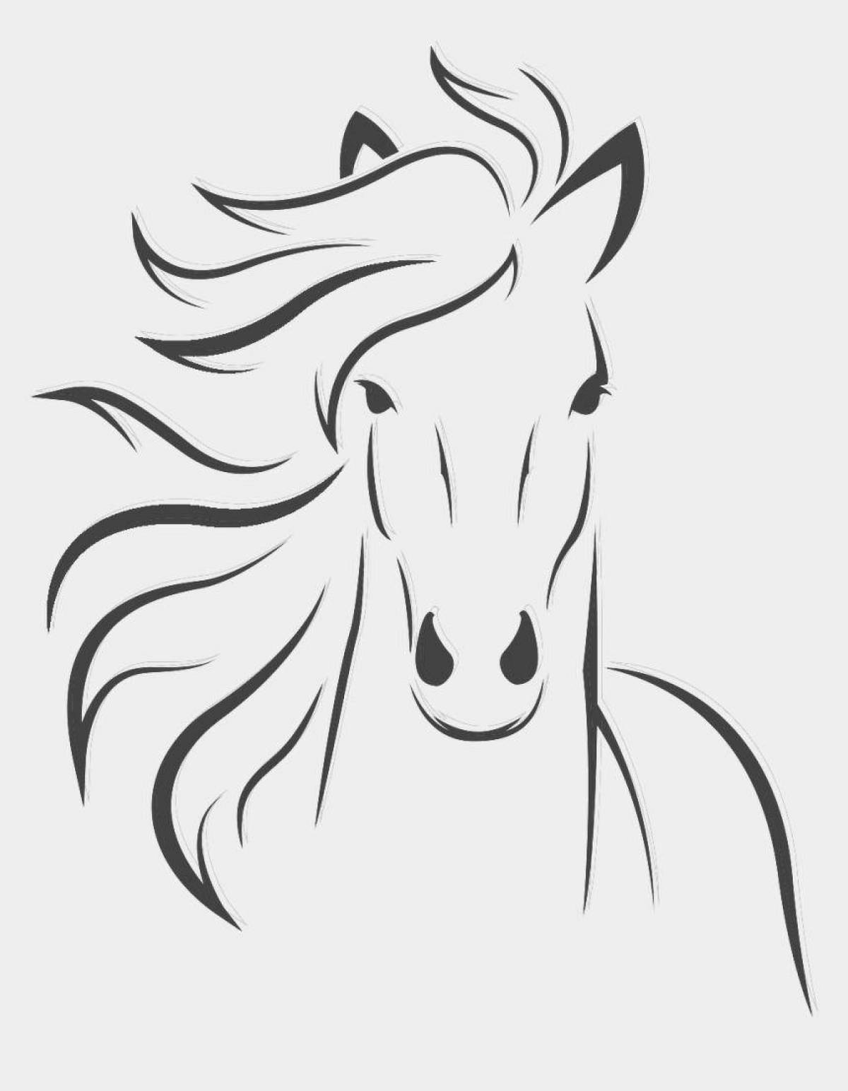 Blooming horse head coloring book