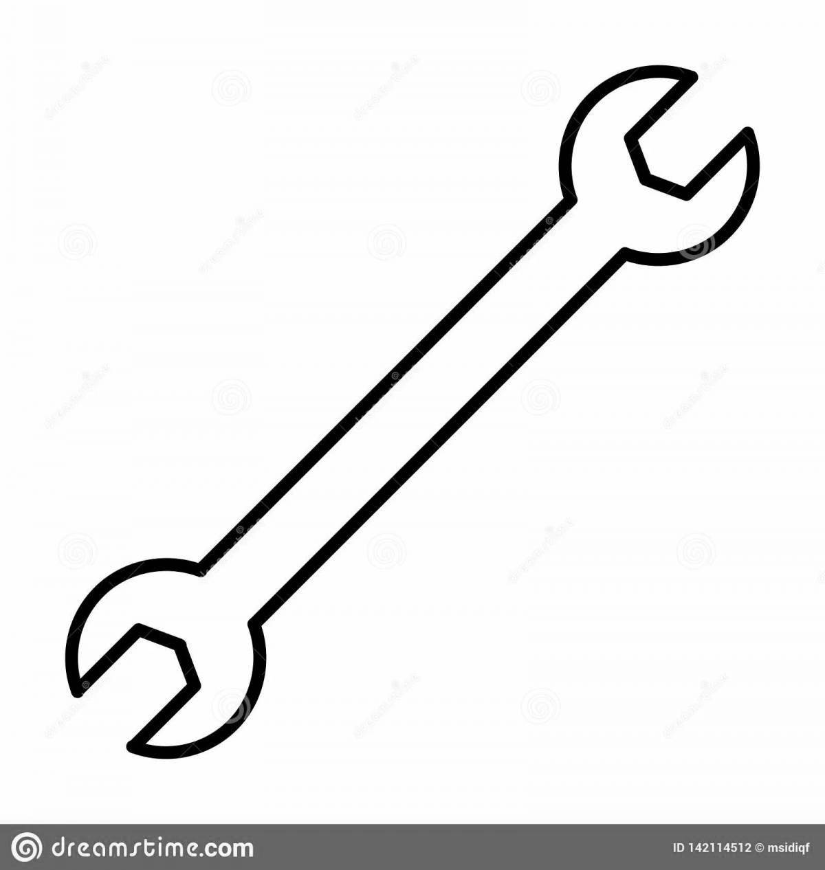 Glittering wrench coloring page
