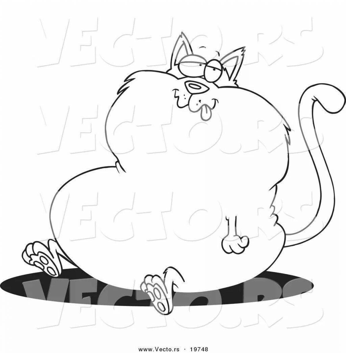 Раскраска игривый толстый кот