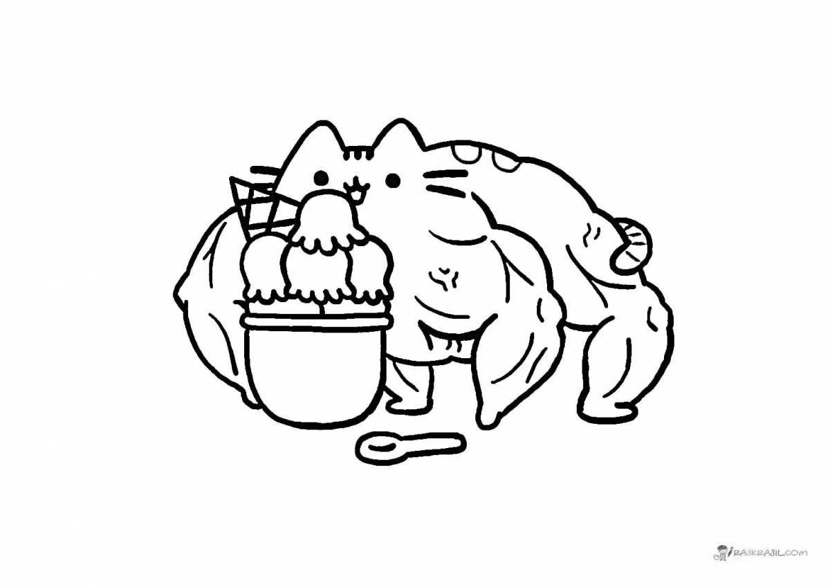 Coloring page friendly fat cat