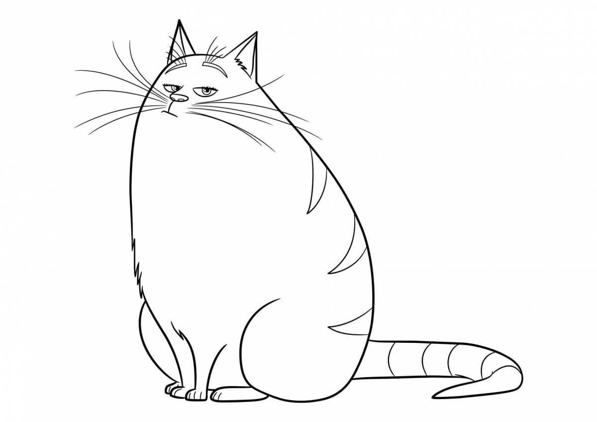 Coloring book mischievous fat cat