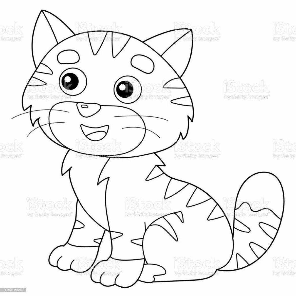 Coloring page playful tabby cat