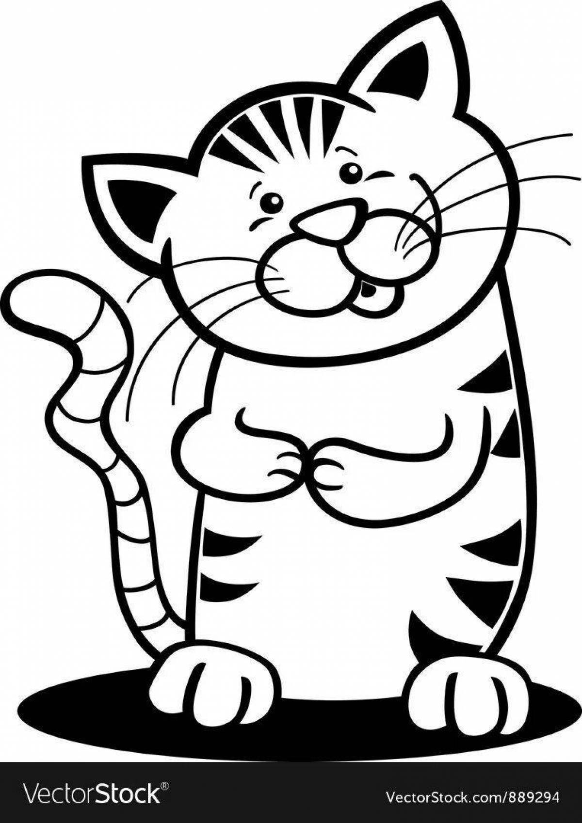 Naughty tabby cat coloring page