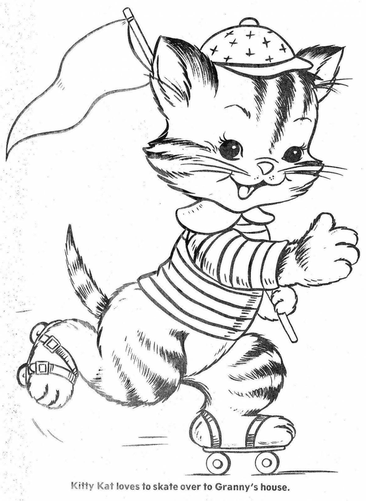 Cunning tabby cat coloring page