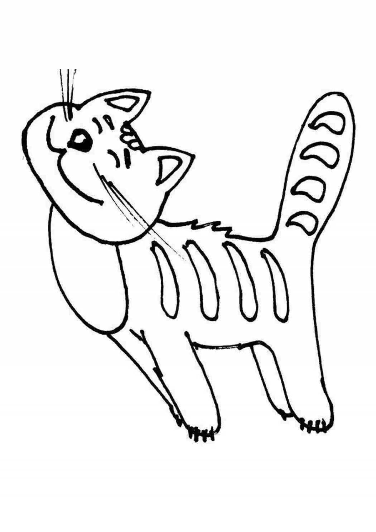 Раскраска Раскраска дружелюбный полосатый кот