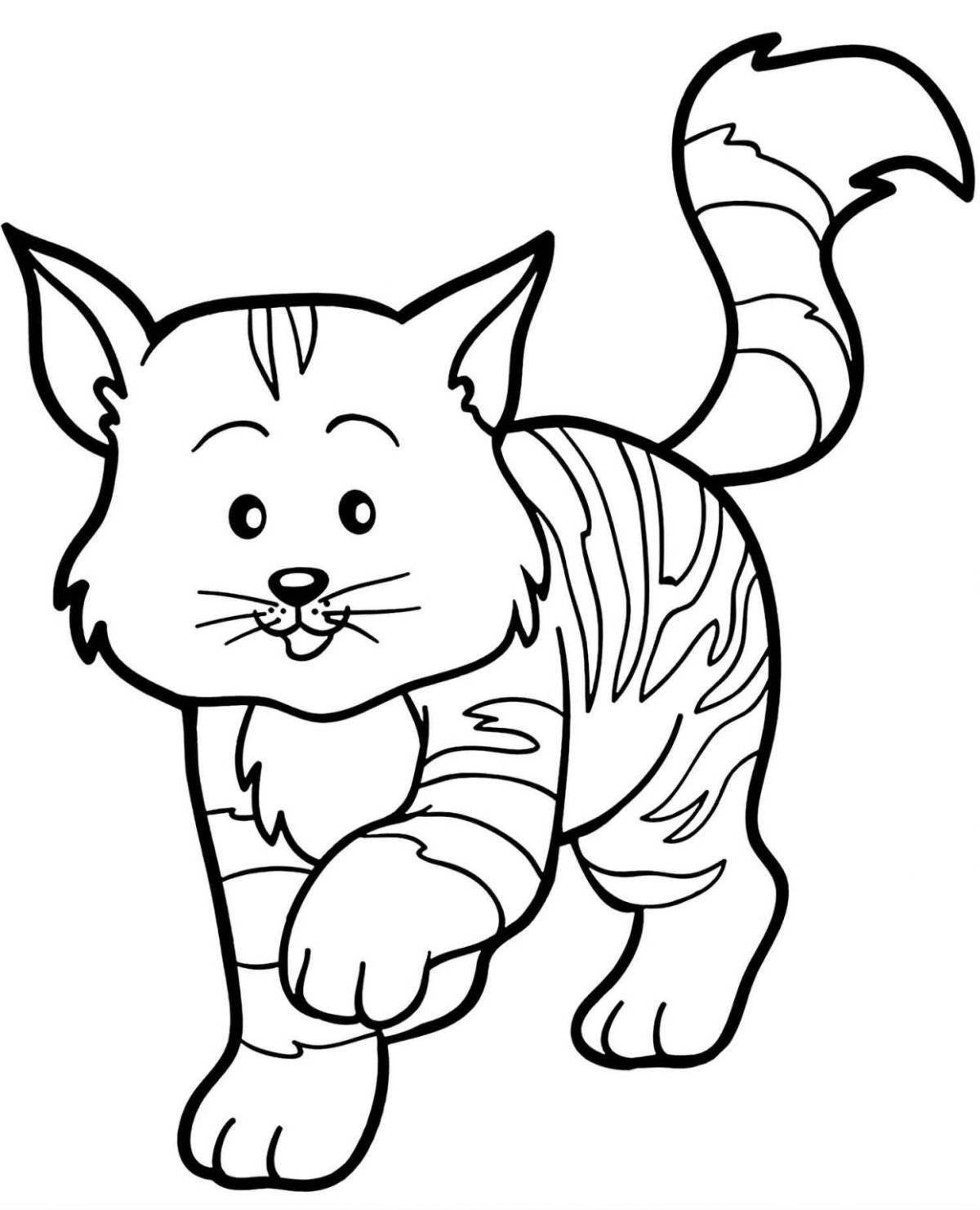 Раскраска расслабленный полосатый кот