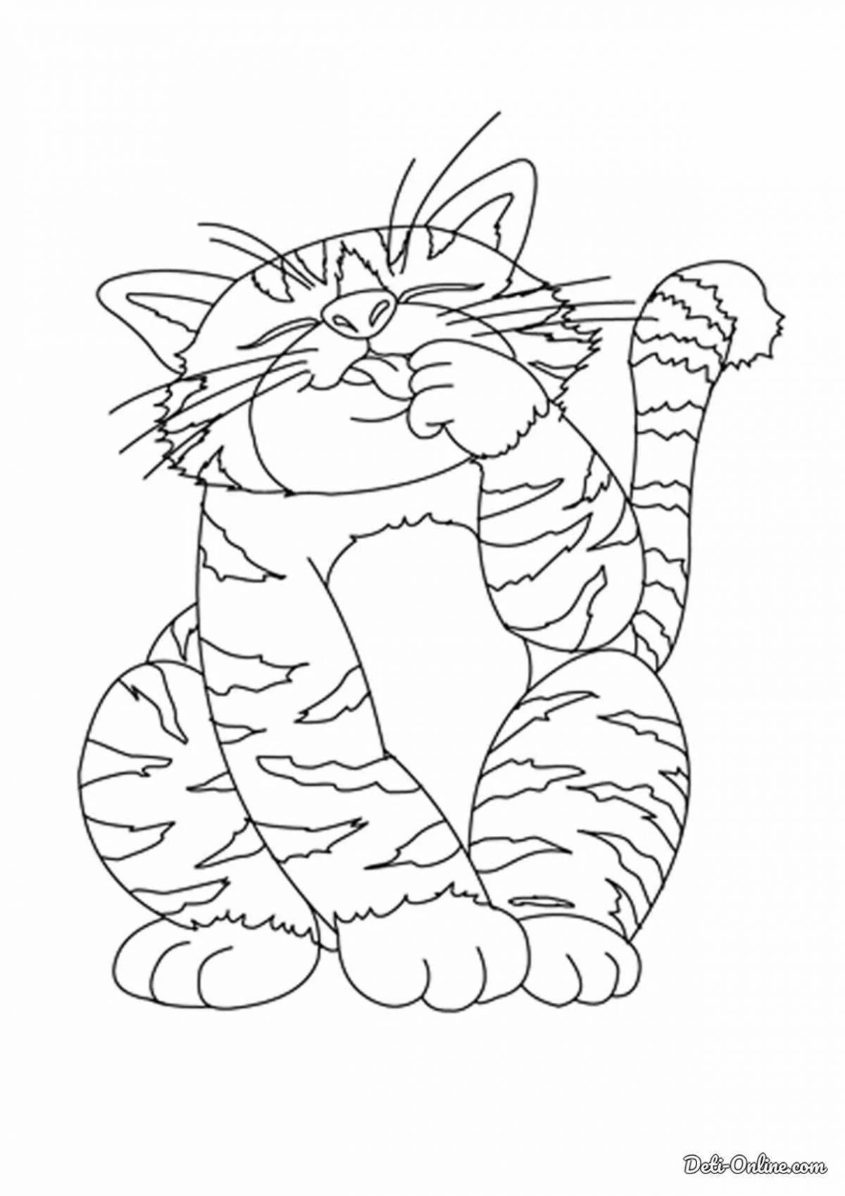 Coloring page funny tabby cat