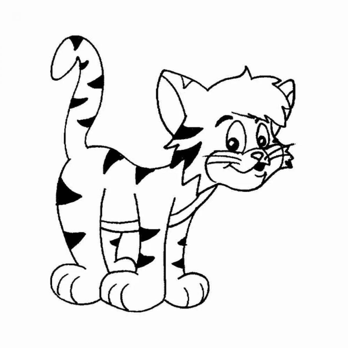 Раскраска Раскраска сонный полосатый кот