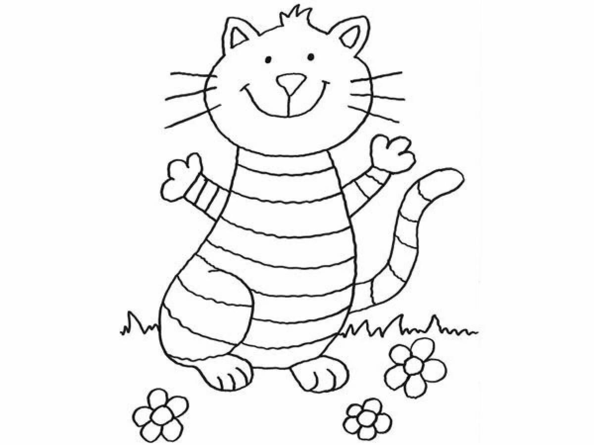 Coloring book colorful tabby cat