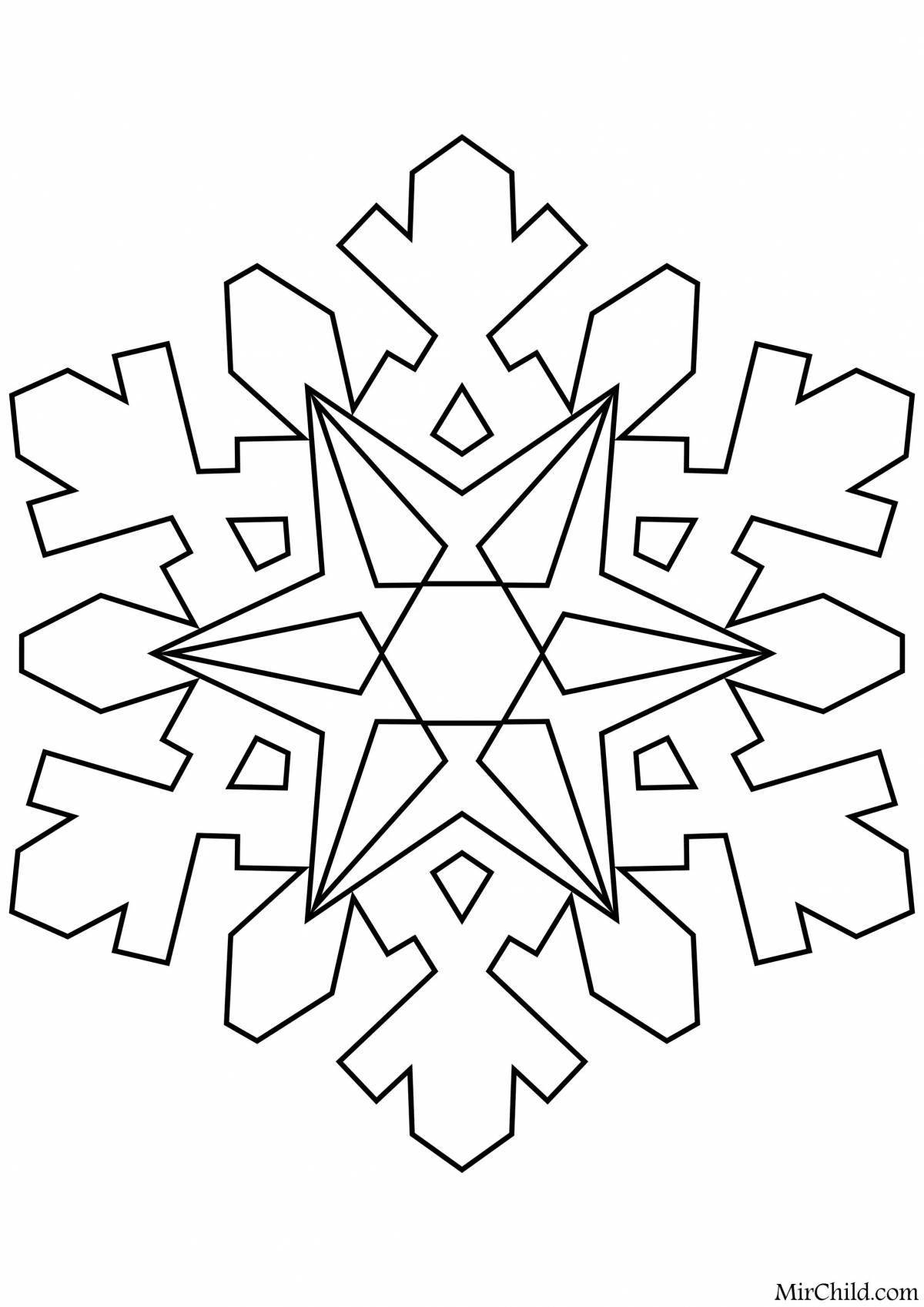 Coloring book elegant big snowflake
