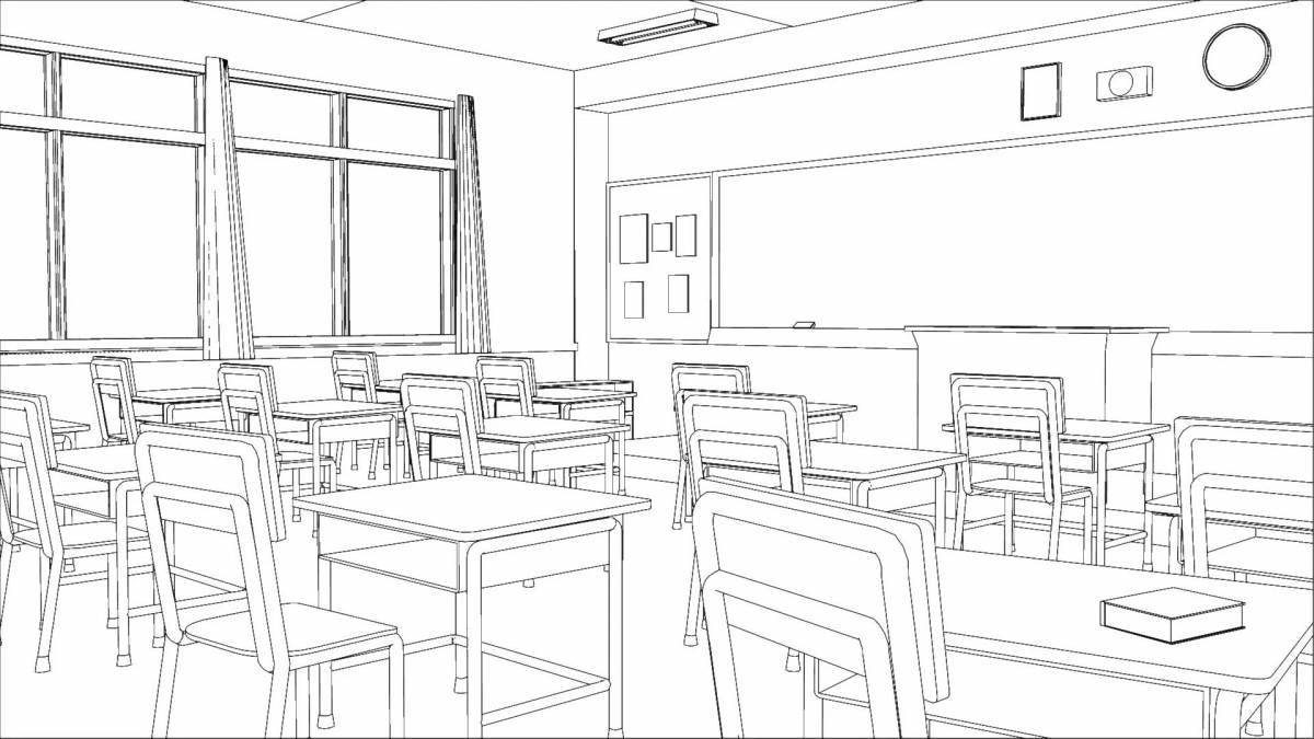 Playful cool room coloring page