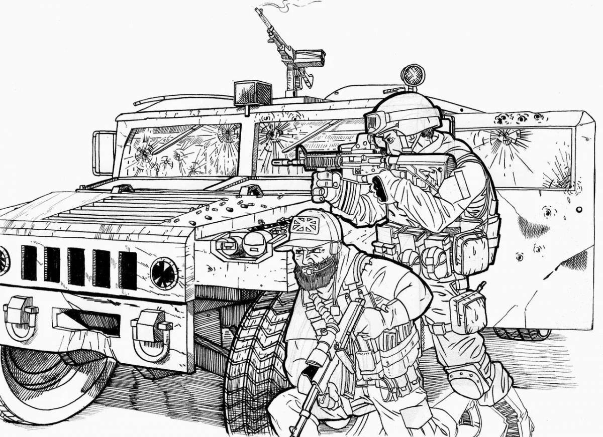 Tempting special forces car coloring page