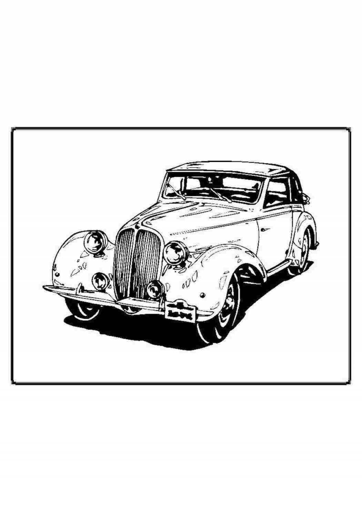 Coloring page with spectacular retro car