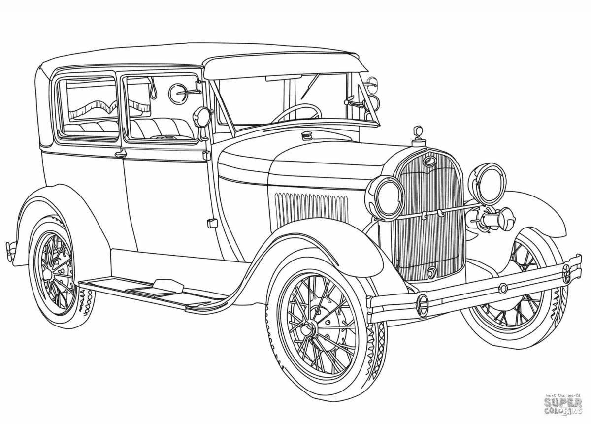 Great retro car coloring page