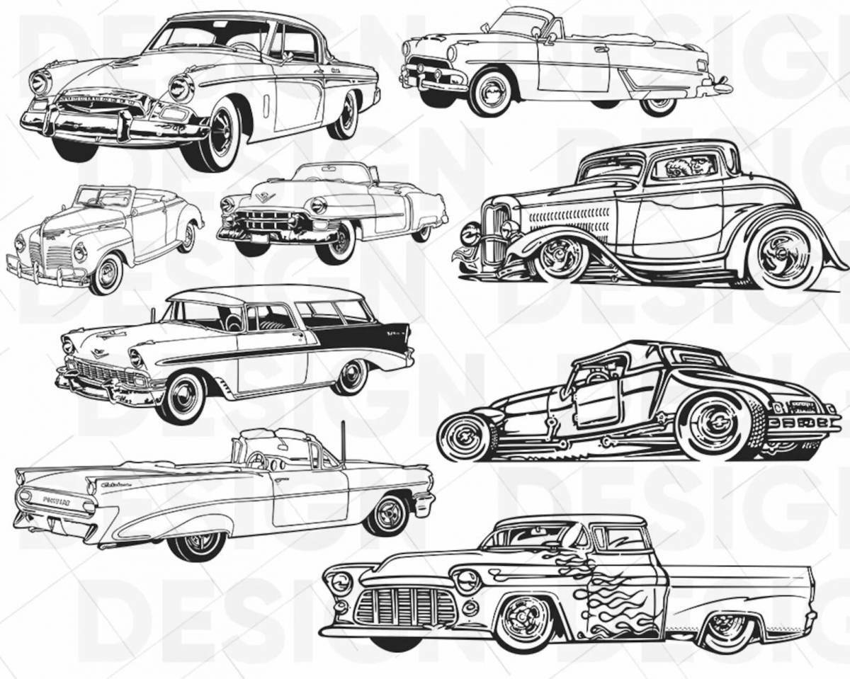 Coloring page majestic retro car