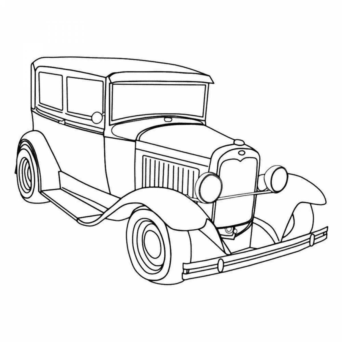 Photo Timeless retro car coloring page