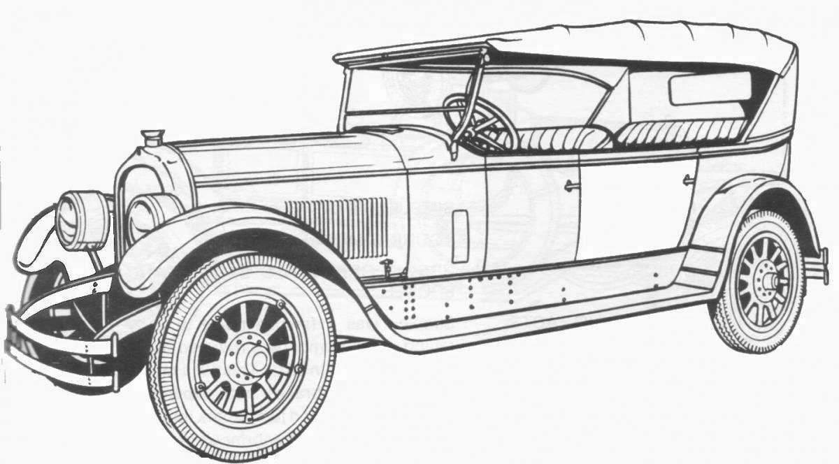 Coloring book vintage retro car