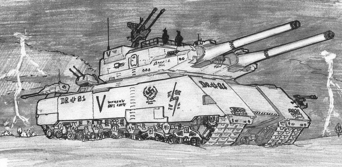 Colorful tank speed coloring page