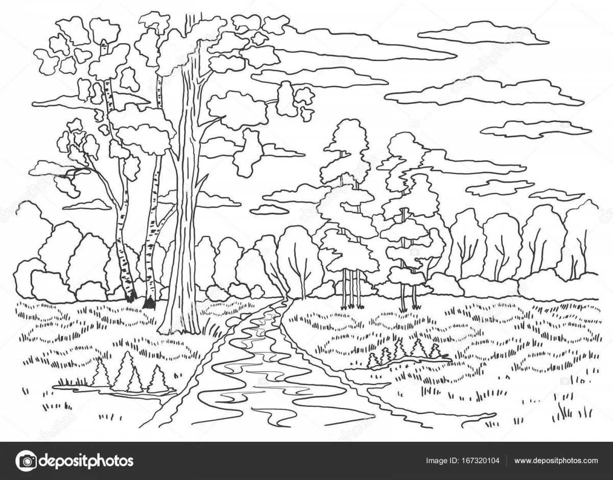 Painting landscape autumn