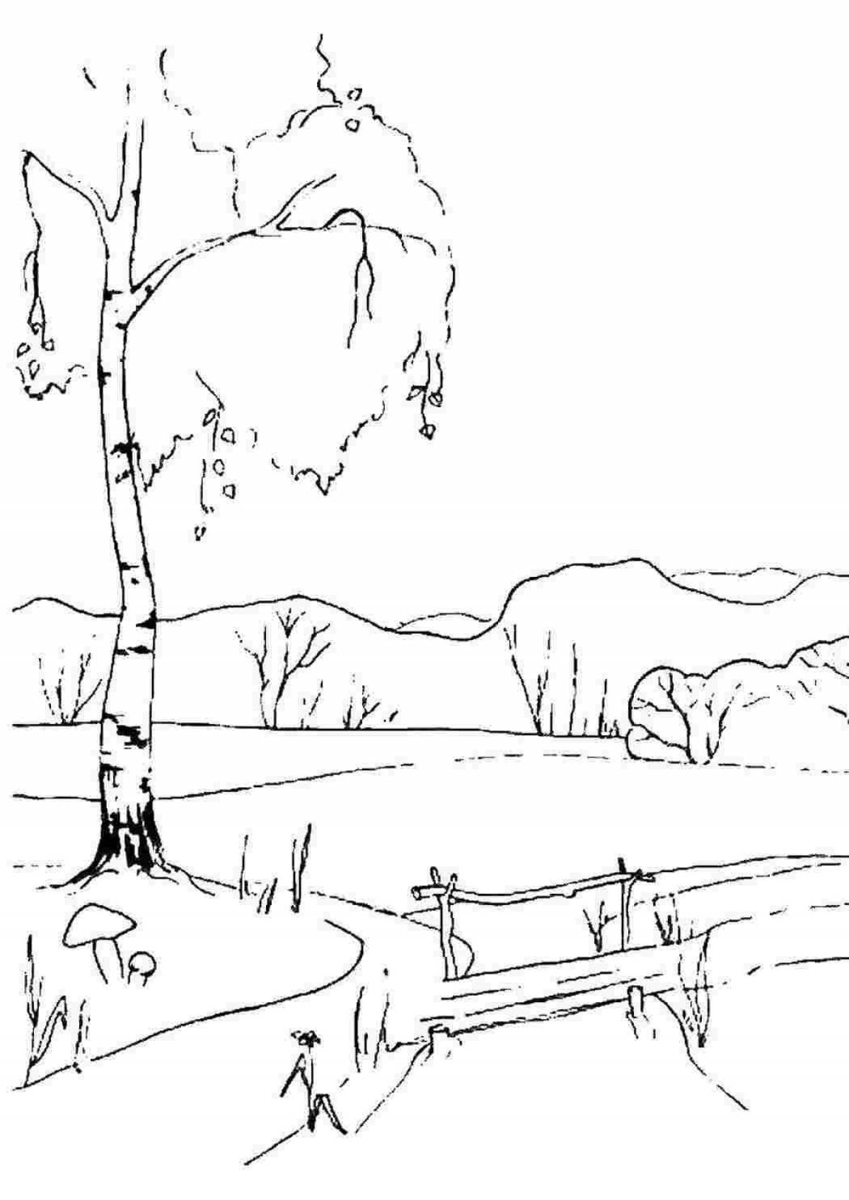 Glitter coloring landscape autumn