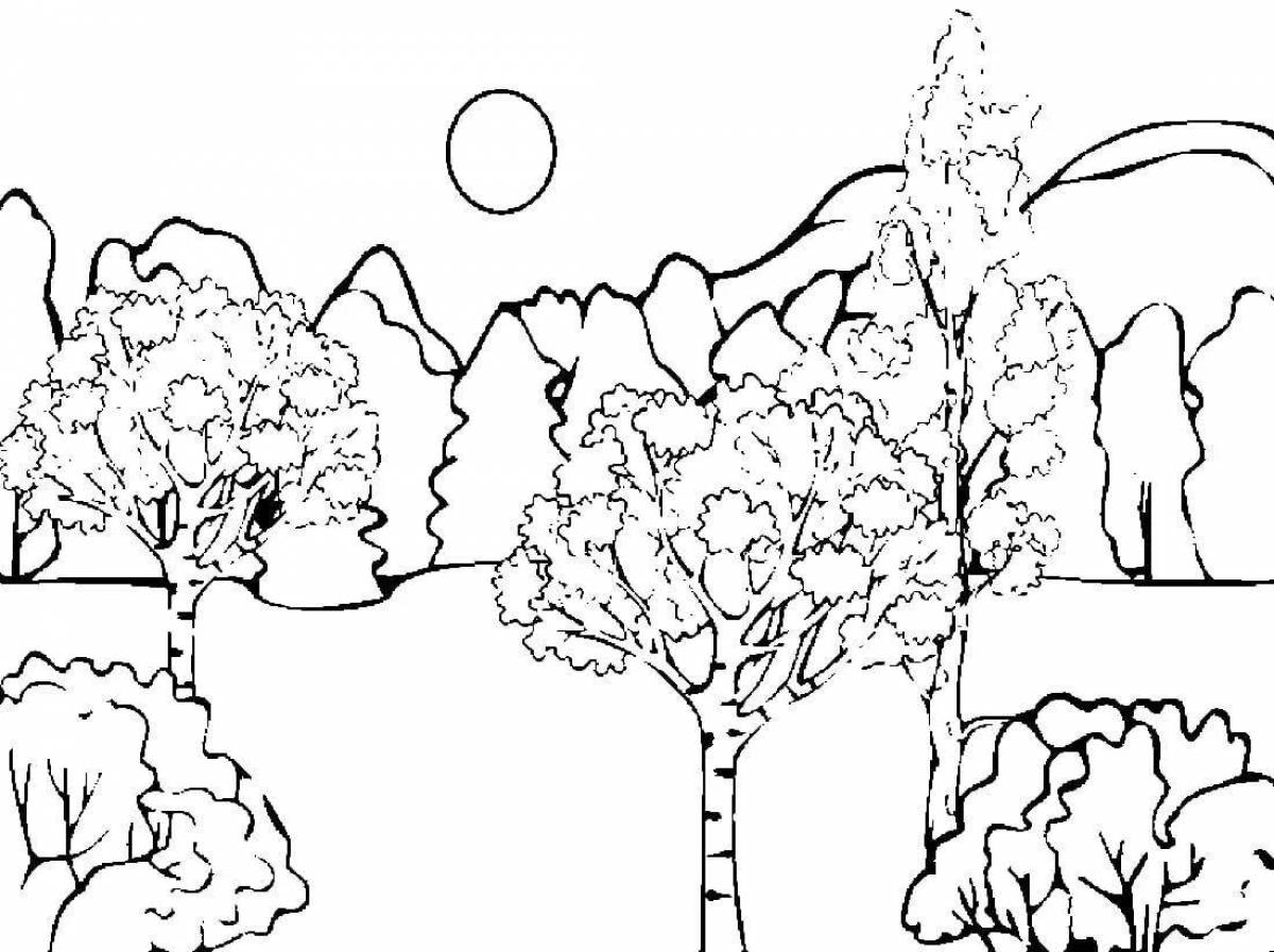 Refreshing autumn landscape coloring