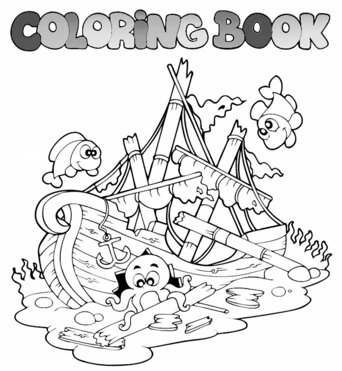 Awesome shipwreck coloring page