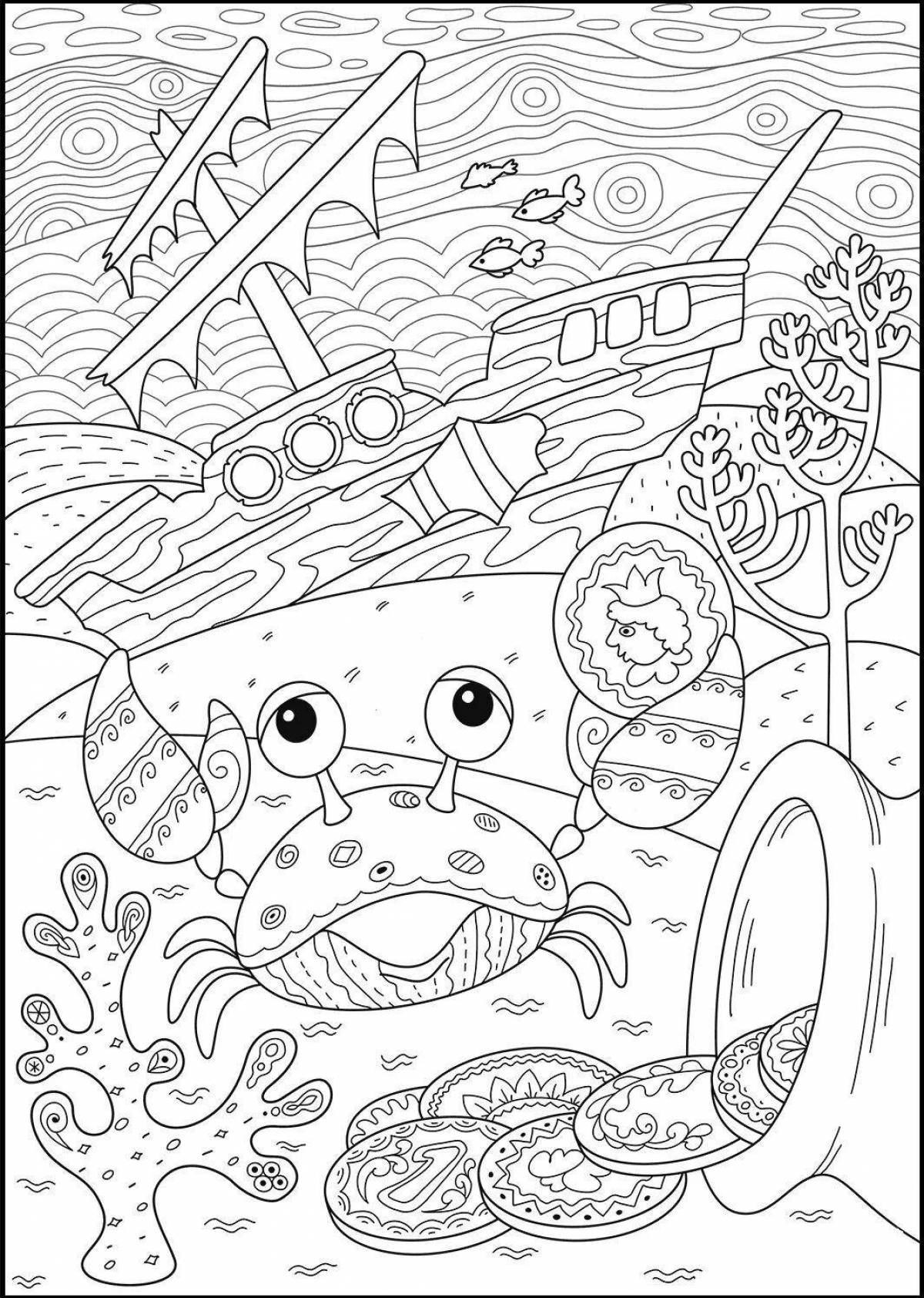 Amazing shipwreck coloring page