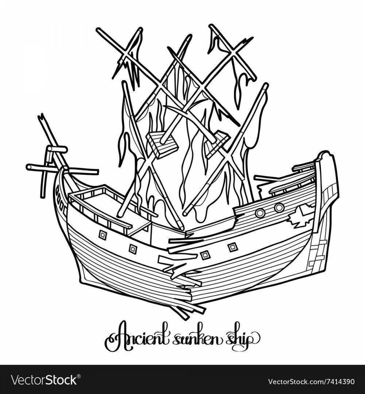 Tempting shipwreck coloring page