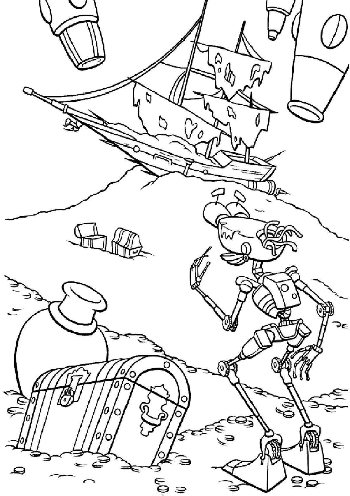 Adorable shipwreck coloring page