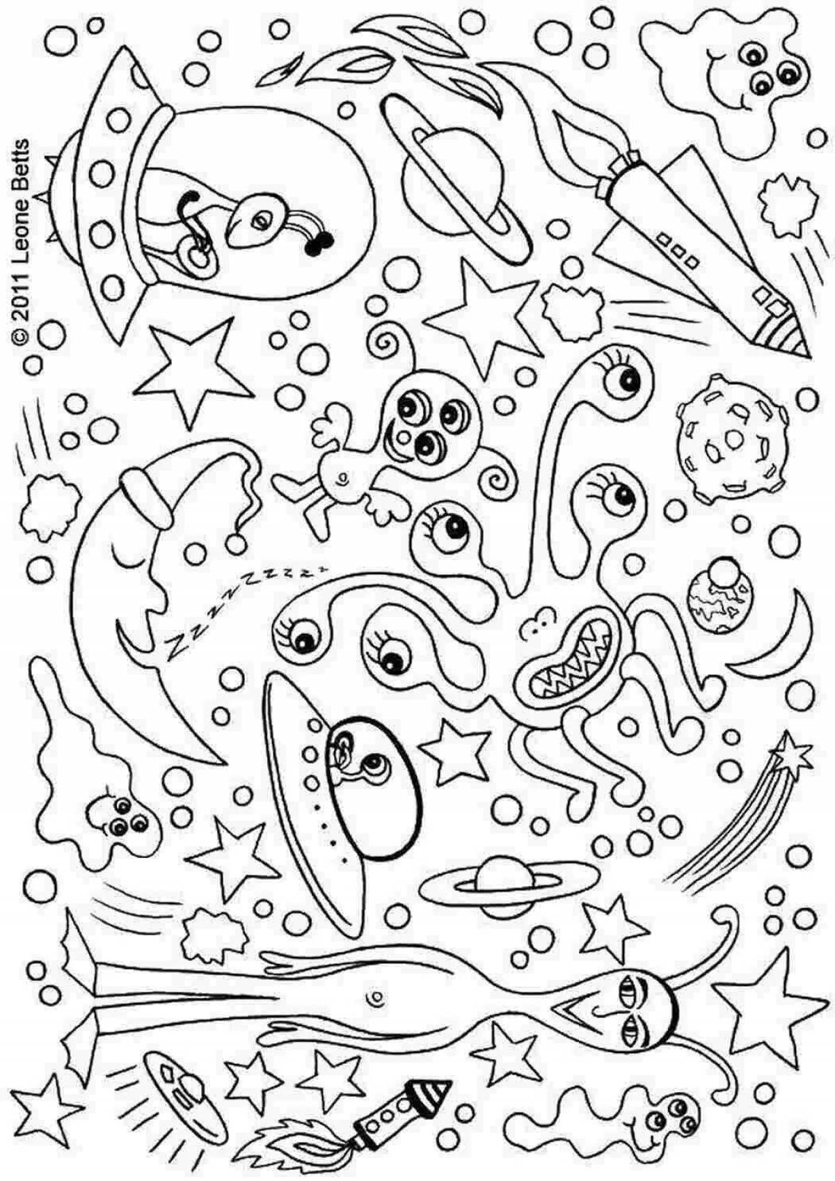 Colorful space coloring game