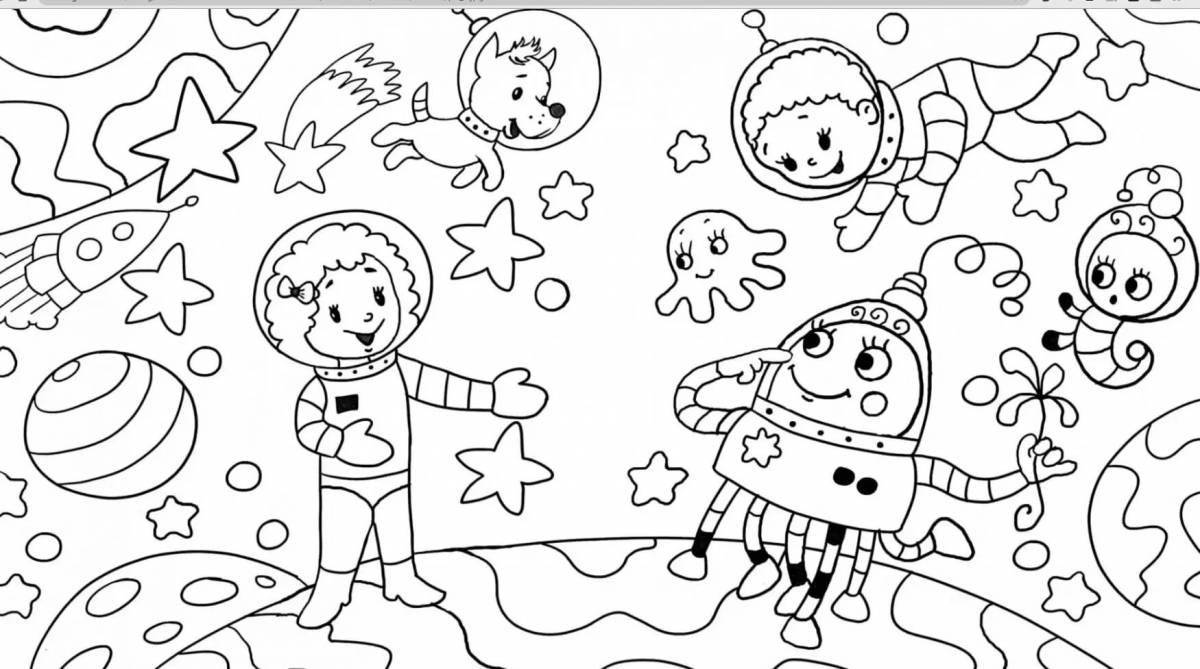 Fun space coloring game