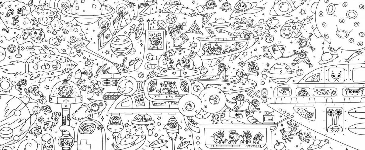 Inspirational space game coloring page