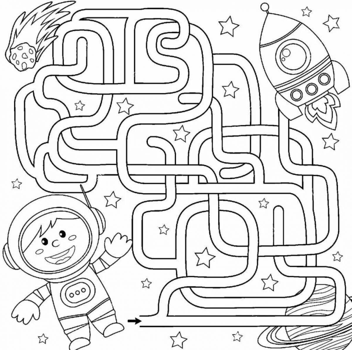 Amazing space game coloring page