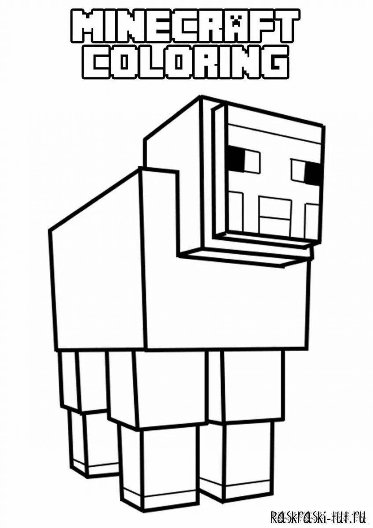 Coloring page with attractive minecraft logo