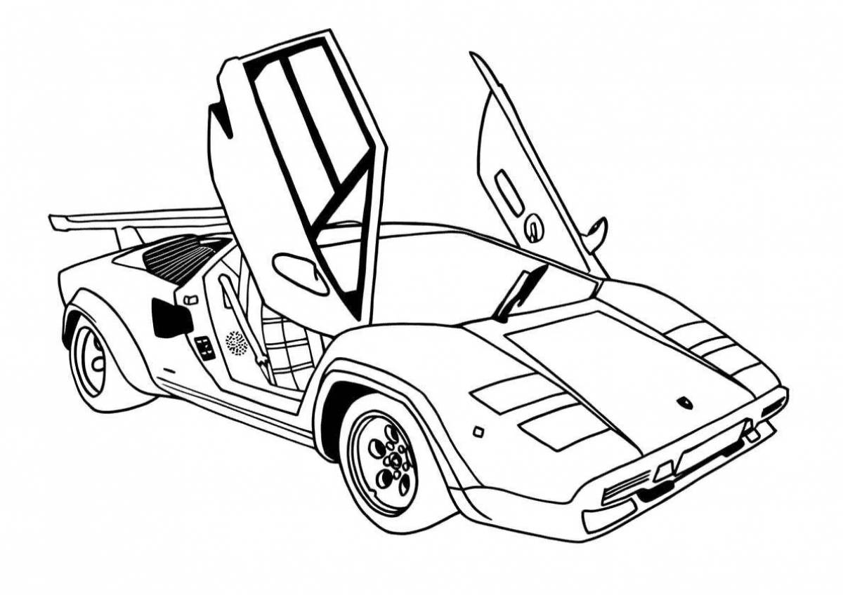 Glittering car coloring page