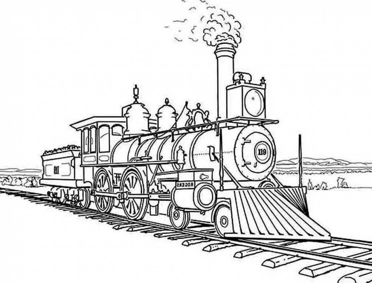 Gorgeous kids train coloring page