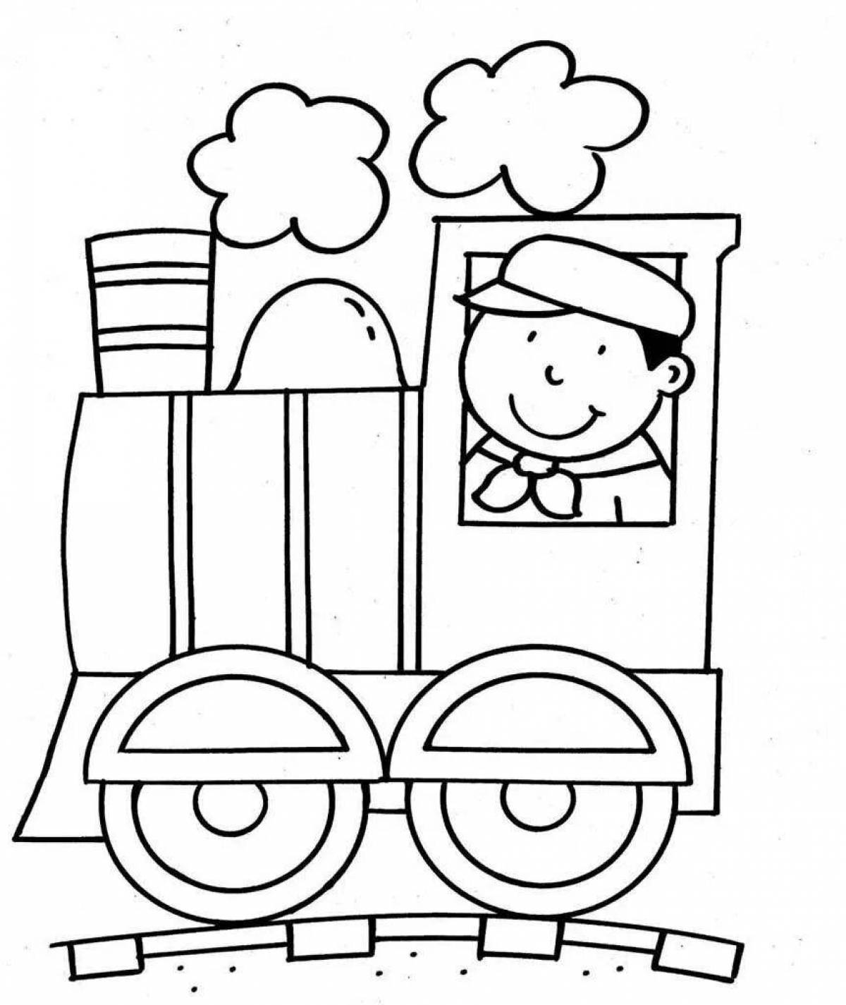 Coloring book nice train for kids