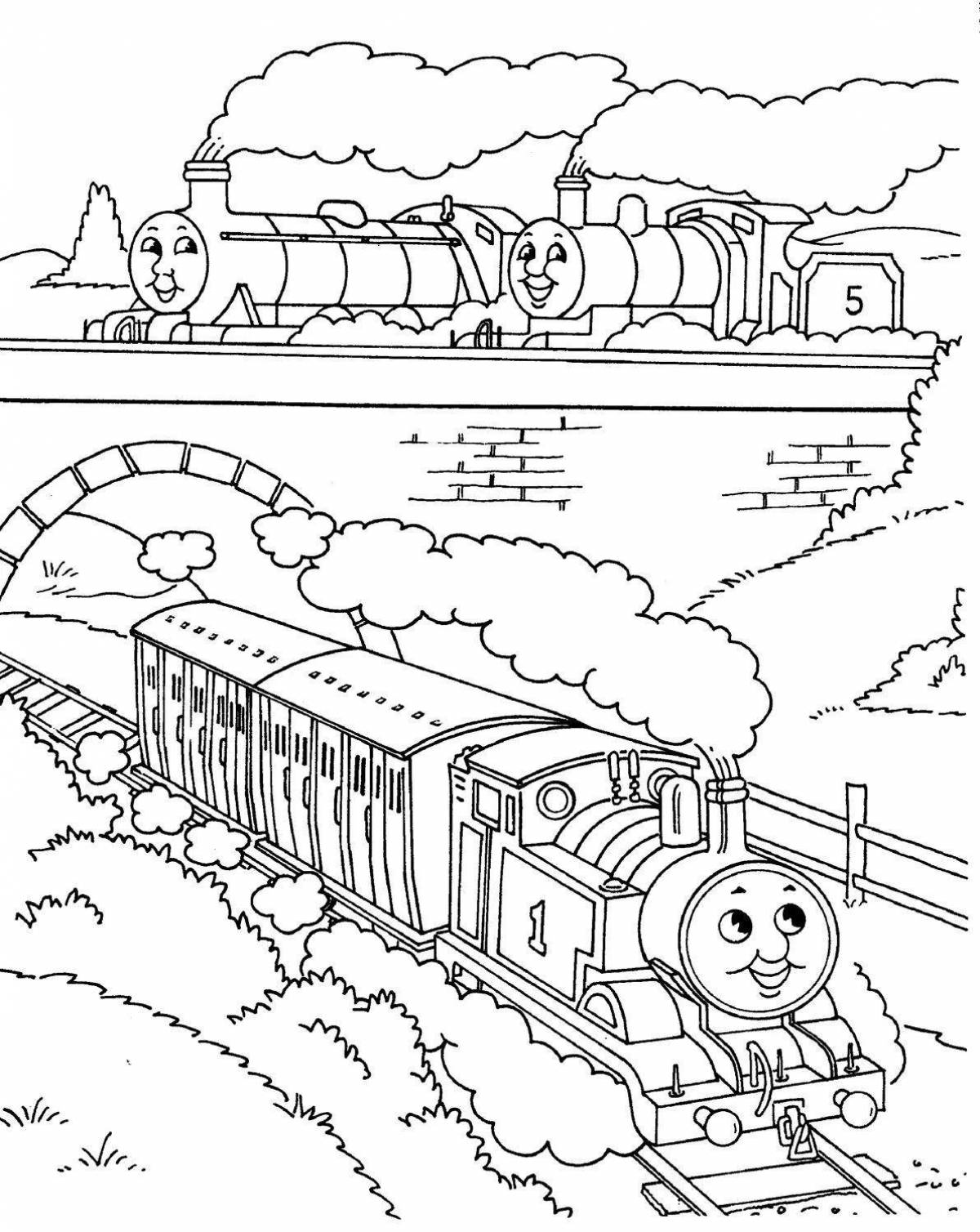 Funny train for kids coloring book