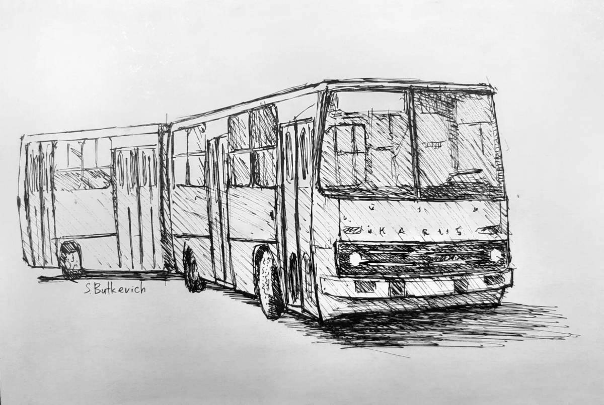 Playful liaz bus coloring page