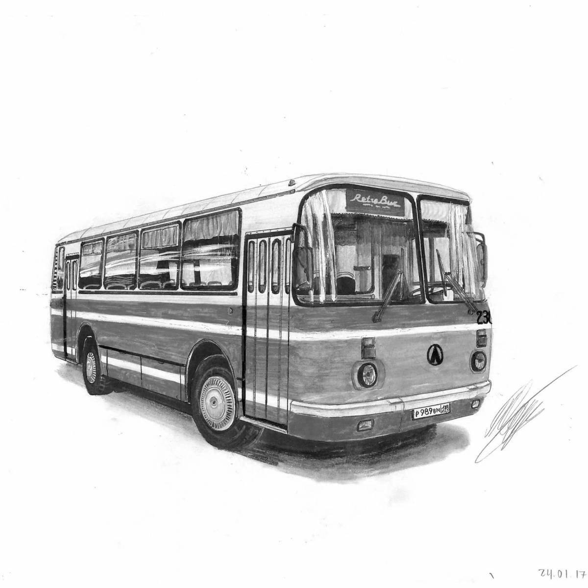 Раскраска милый автобус лиаз
