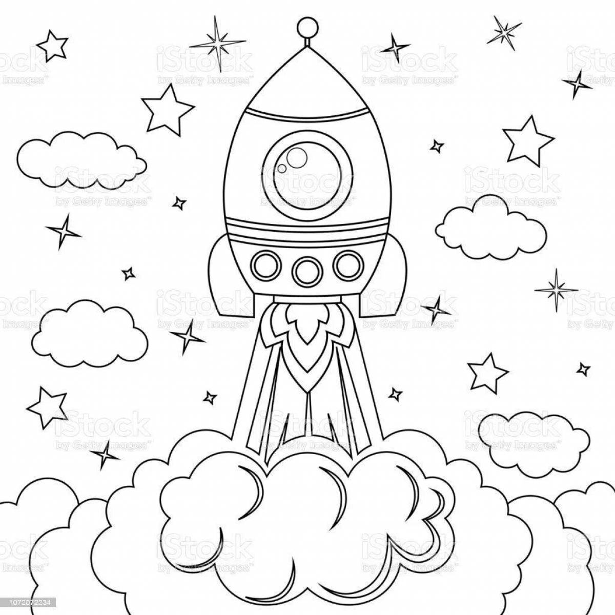 Majestic space rocket coloring page