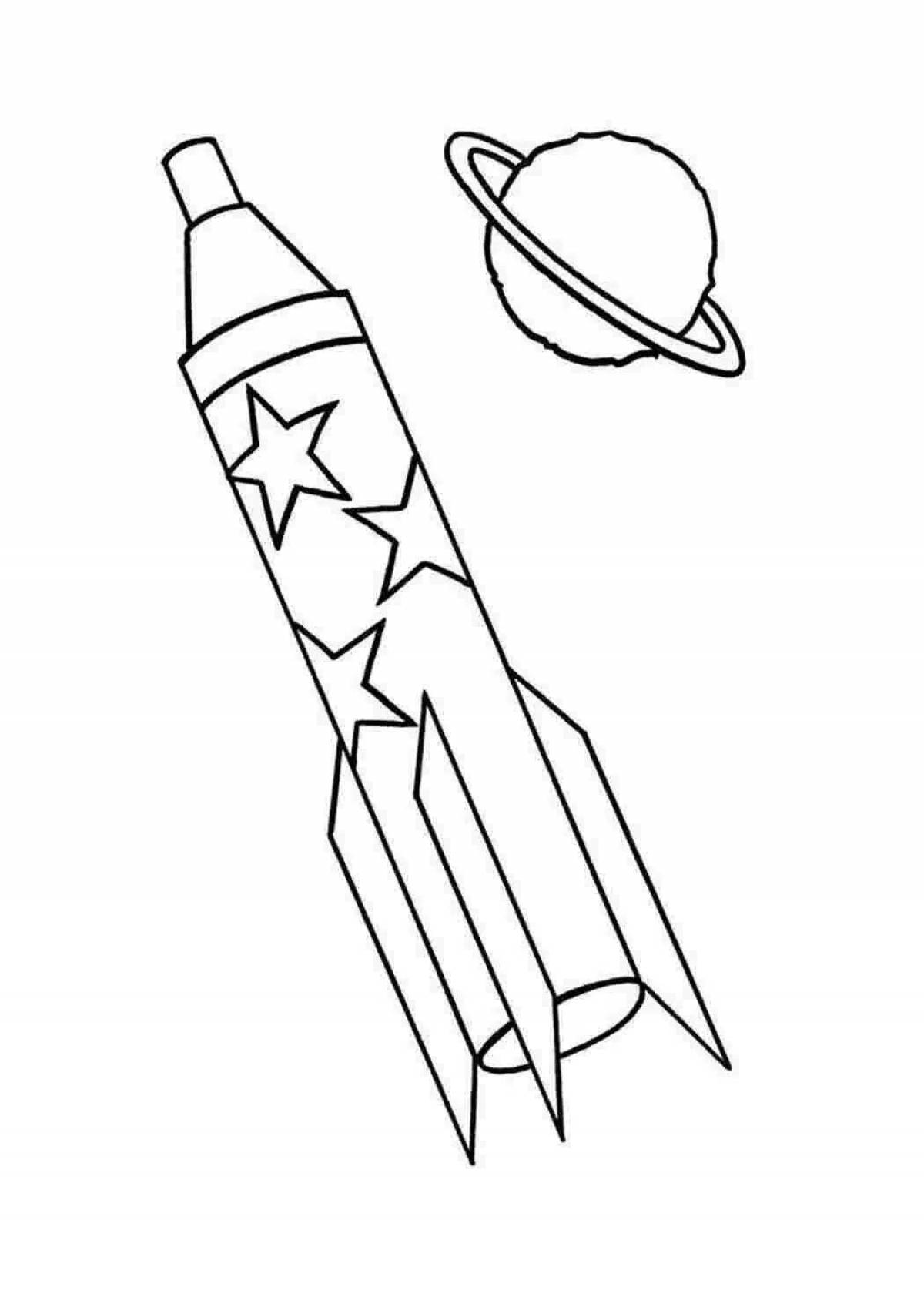 Coloring page gorgeous space rocket